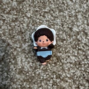 Monchichi Boy Hipper Cute Brown and Blue Doll Figurine